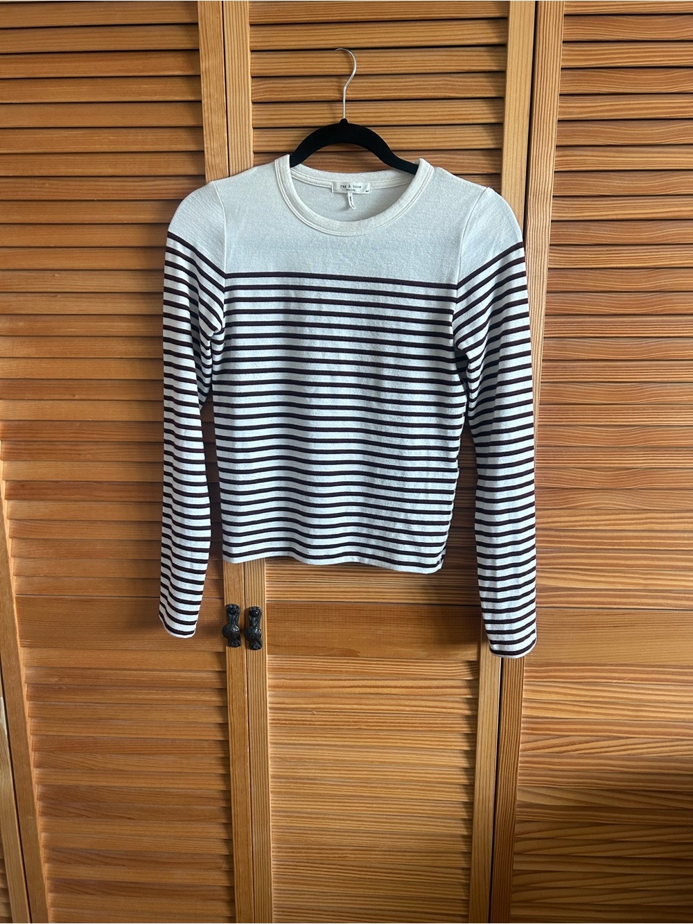 rag & bone Cream and Brown Striped Long Sleeve Top